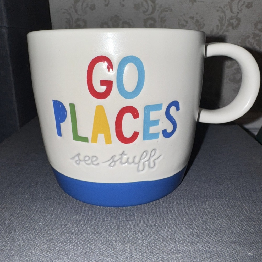 Hallmark "Go Places‎ See Stuff" Stoneware Mug Colorful Travel Graduation 16 oz
